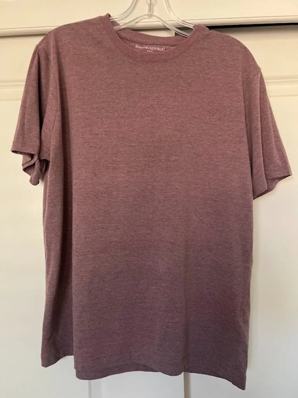 Banana Republic Heather Maroon Mauve Crew Neck Short Sleeve T-Shirt Size Large